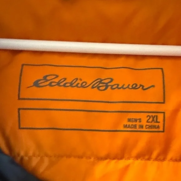 Eddie Bauer Men's Black and Orange Puffer Jacket 2XL - Picture 7 of 8